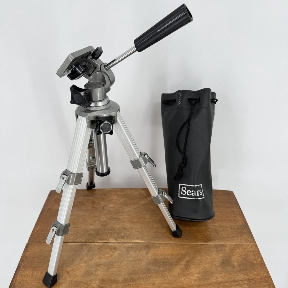 Vintage Sears 8467 Aluminum Camera Tripod Model 469.84670 IK w/ Case